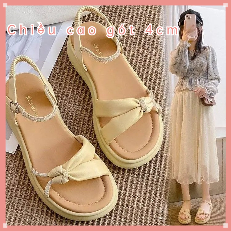 Xăng đan Đế Mềm Dày 4Cm Thoải Mái Thời Trang Mùa Hè Cho Nữ