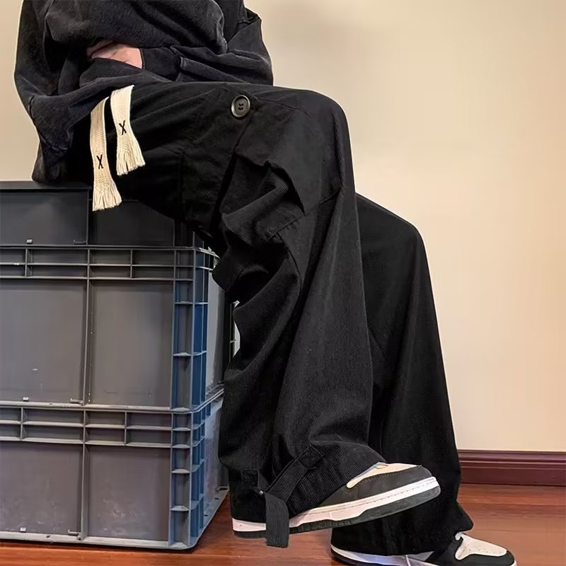 Quần Dài Dáng Rộng Phối Túi Lớn 3 Màu Size M-3XL Phong Cách Đường Phố Cá Tính Cho Nam