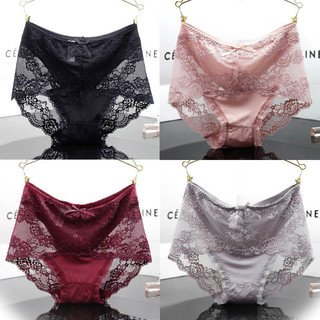Quần lót cotton lưng cao phối ren không đường may quyến rũ cho nữ