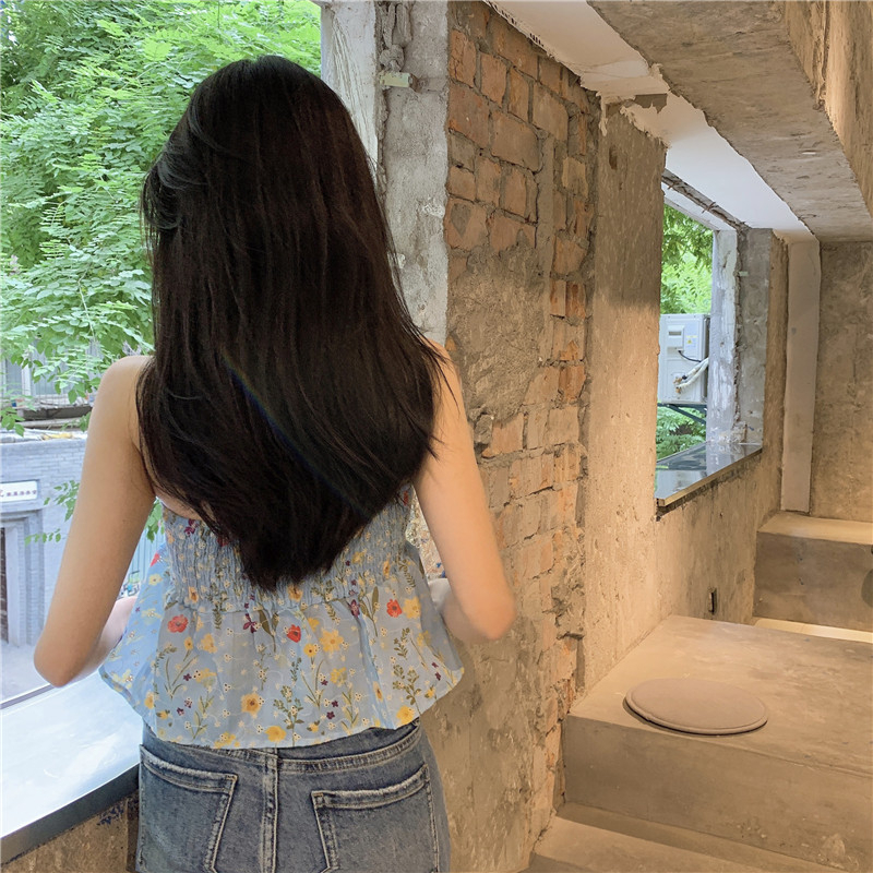 Áo Lửng Không Tay Họa Tiết Hoa Thời Trang Quyến Rũ Dành Cho Nữ