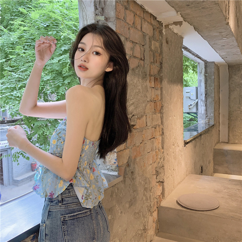 Áo Lửng Không Tay Họa Tiết Hoa Thời Trang Quyến Rũ Dành Cho Nữ