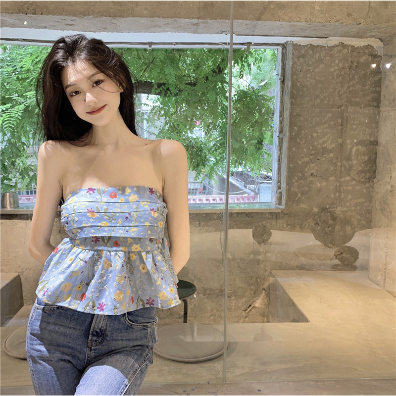 Áo Lửng Không Tay Họa Tiết Hoa Thời Trang Quyến Rũ Dành Cho Nữ