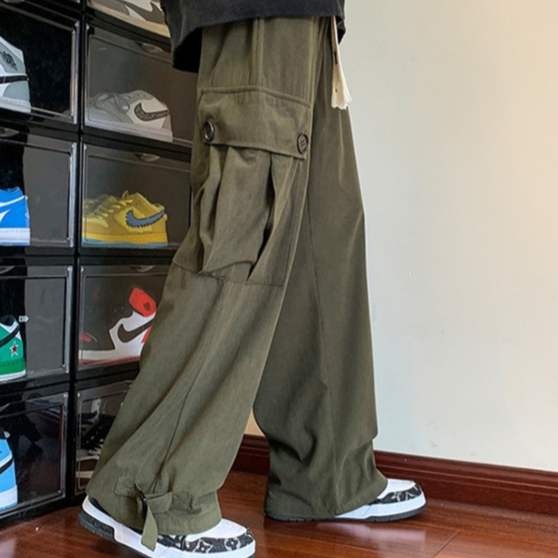 Quần Dài Dáng Rộng Phối Túi Lớn 3 Màu Size M-3XL Phong Cách Đường Phố Cá Tính Cho Nam