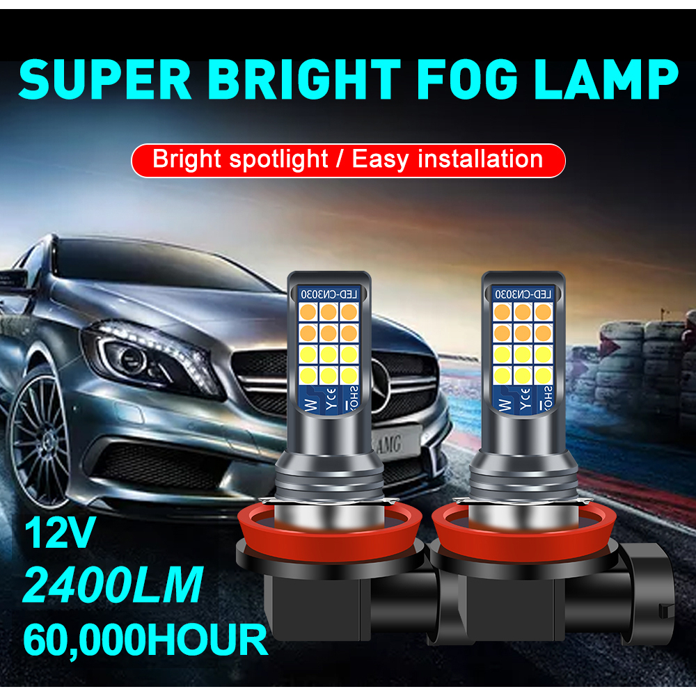 2 Đèn LED Sương Mù 24 Bóng H11 H3 H7 H8 9006 Siêu Sáng Màu Trắng / Vàng Cho Xe Hơi