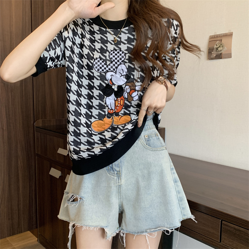 ZHELIHANGFEI Áo len dệt kim cổ tròn tay áo cạp cao gợi cảm và cá tính cay