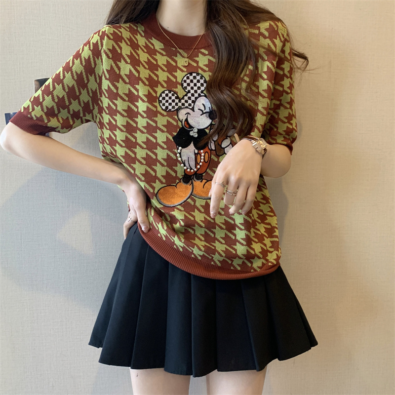 ZHELIHANGFEI Áo len dệt kim cổ tròn tay áo cạp cao gợi cảm và cá tính cay