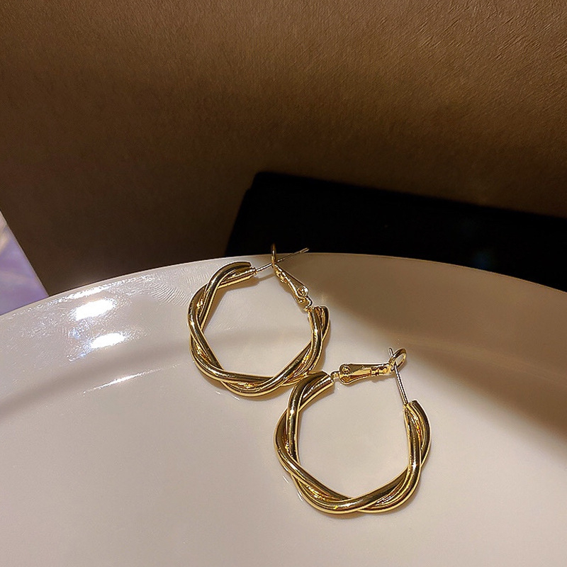 Bông Tai Hình Tròn Bằng Kim Loại Phong Cách Retro Thời Trang Cho Nữ