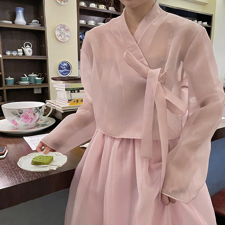 Hanbok,hanbok bé gái, váy dây đeo, váy phù hợp với phong cách nhẹ và mỏng
