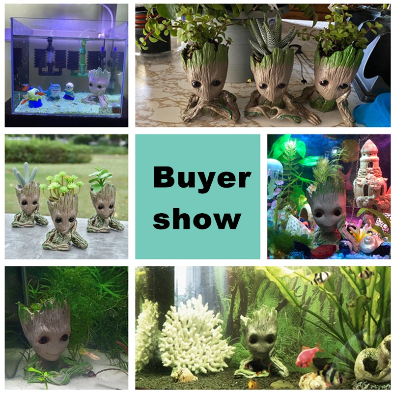 Chậu Hoa Trang Trí Bể Cá Bằng PVC Hình Người Cây Hoạt Hình Dễ Thương