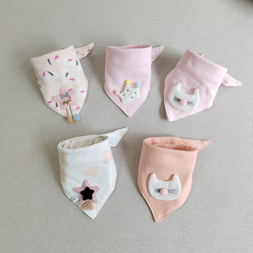 Set 5 Yếm Ăn Cotton Hình Tam Giác Dành Cho Các Bé