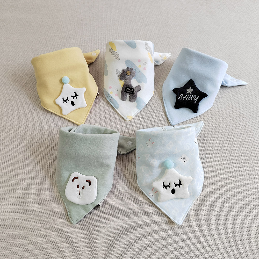 Set 5 Yếm Ăn Cotton Hình Tam Giác Dành Cho Các Bé