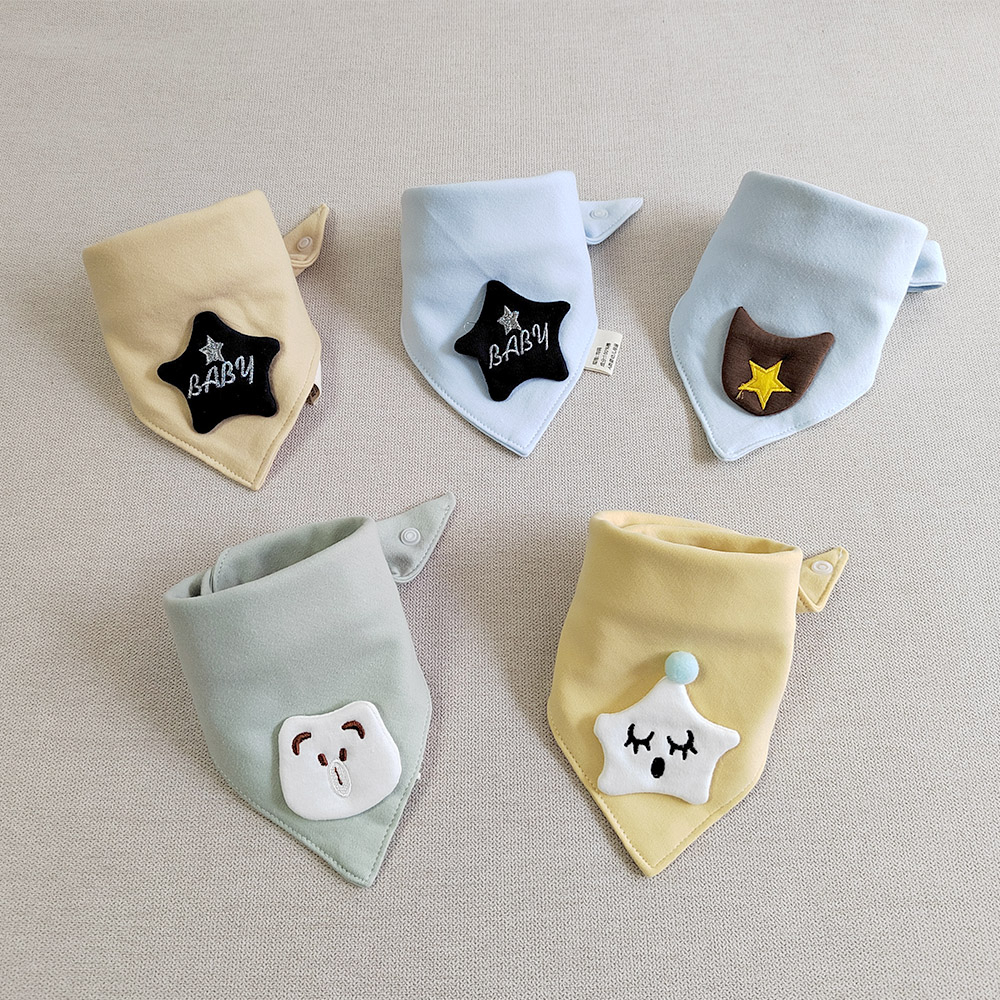 Set 5 Yếm Ăn Cotton Hình Tam Giác Dành Cho Các Bé