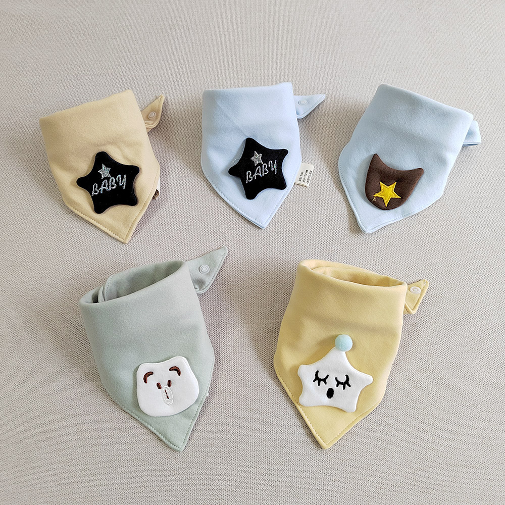 Set 5 Yếm Ăn Cotton Hình Tam Giác Dành Cho Các Bé