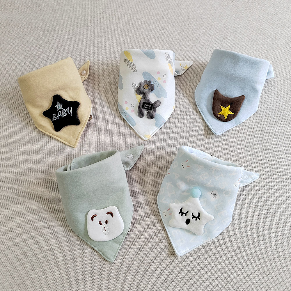 Set 5 Yếm Ăn Cotton Hình Tam Giác Dành Cho Các Bé