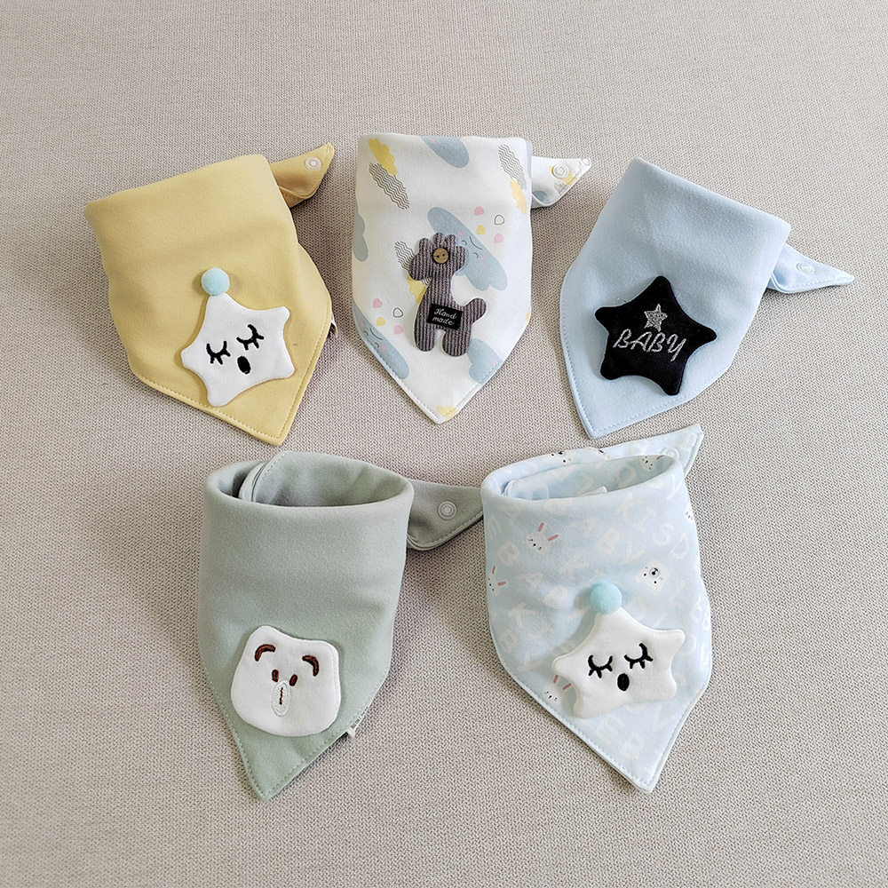 Set 5 Yếm Ăn Cotton Hình Tam Giác Dành Cho Các Bé