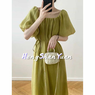 Đầm công chúa HENG SHAN YUAN dài cổ vuông tay phồng thời trang mùa hè cho nữ