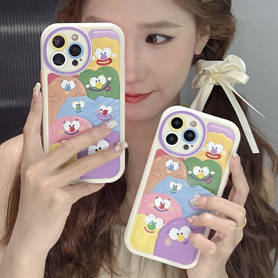 Ốp Điện Thoại Da Viền TPU Dẻo In Họa Tiết Hoạt Hình Dễ Thương Cho iphone 14 Pro Max 13 Pro Max 12 Pro Max