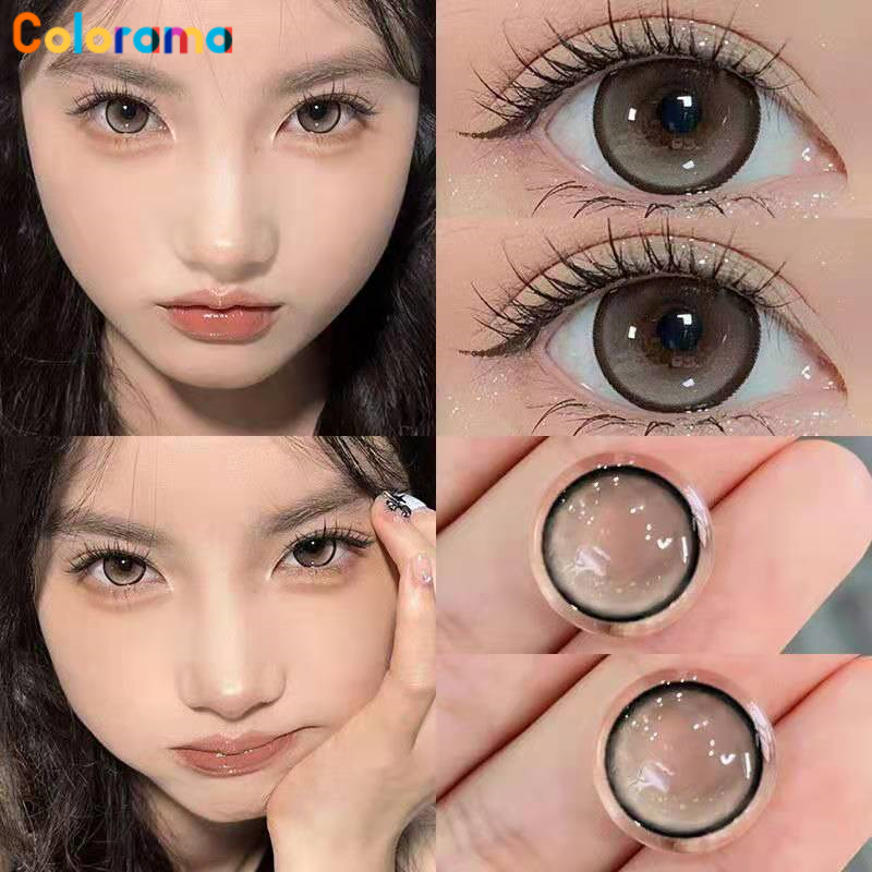 Set 2 Thấu Kính Trang Điểm 0.0-8.0 Tuổi Màu Xám Cà Phê 14.5MM
