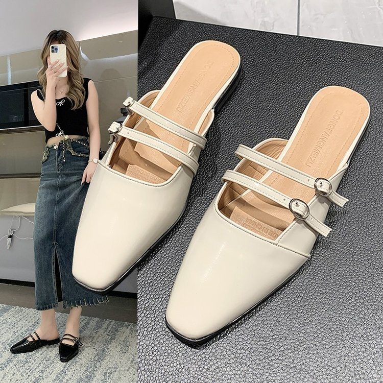 Giày Muller Đế Bằng Phối Khóa Cài Có Size Lớn 35-41 Thời Trang Dành Cho Nữ