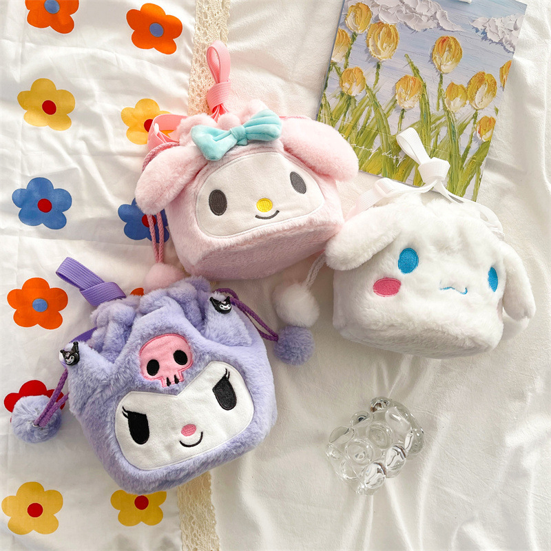SANRIO Ba Lô Bông Mềm Hình Kuromi Melody Cinnamoroll Dễ Thương Cho Bé Gái