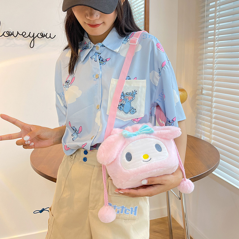 SANRIO Ba Lô Bông Mềm Hình Kuromi Melody Cinnamoroll Dễ Thương Cho Bé Gái