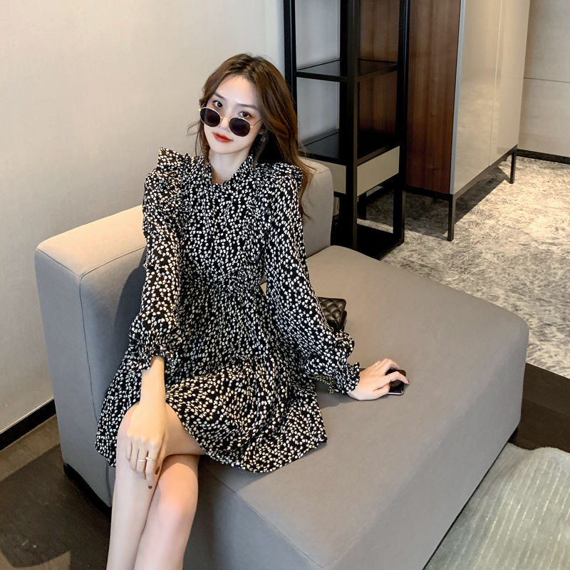 Đầm Chữ A Tay Dài Cổ Tròn In Họa Tiết Hoa Phong Cách Hàn Quốc Thời Trang Mùa Hè Hàng Mới Dành Cho Bạn Nữ