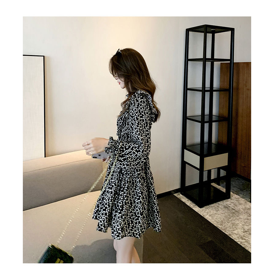 Đầm Chữ A Tay Dài Cổ Tròn In Họa Tiết Hoa Phong Cách Hàn Quốc Thời Trang Mùa Hè Hàng Mới Dành Cho Bạn Nữ