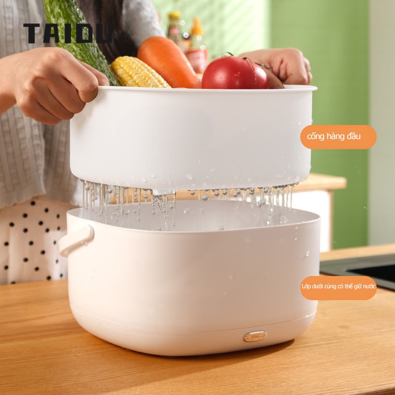 TAIDU Rổ Rửa Rau Củ Quả Thoát Nước Tiện Dụng Cho Nhà Bếp