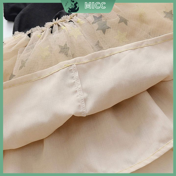 Đầm Công Chúa Mùa Hè Dáng Ngắn Bằng Cotton Họa Tiết Ngôi Sao Cho Bé Gái 1-6 Tuổi