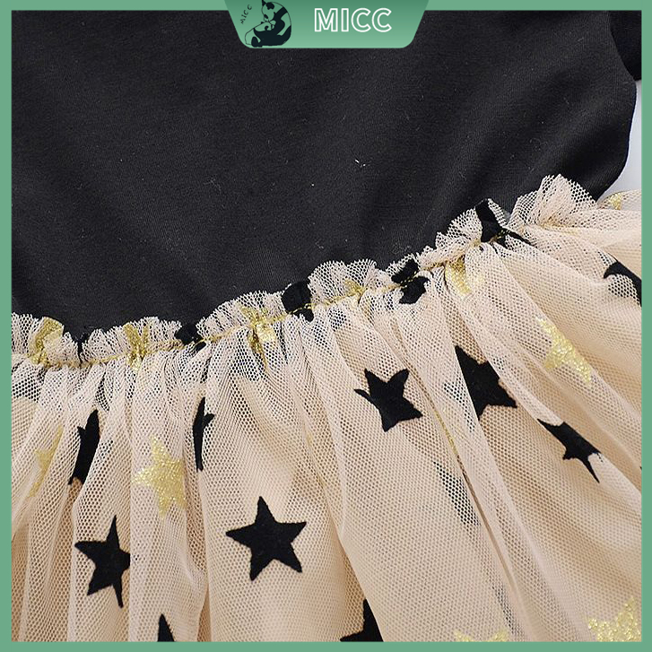 Đầm Công Chúa Mùa Hè Dáng Ngắn Bằng Cotton Họa Tiết Ngôi Sao Cho Bé Gái 1-6 Tuổi