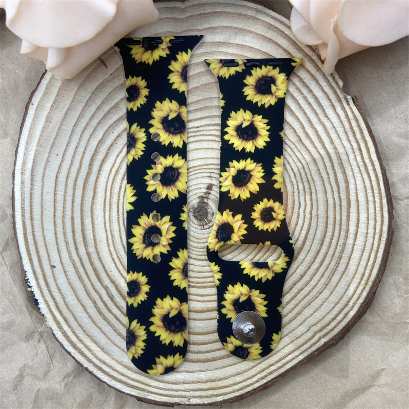 Dây Đeo Đồng Hồ Bằng Silicone In Hoa Cúc Cho iWatch 7 / 6 / 5 / 4 / 3 / 2 / 1 / SE Generation 38 / 40 / 41 / 42 / 44 / 45