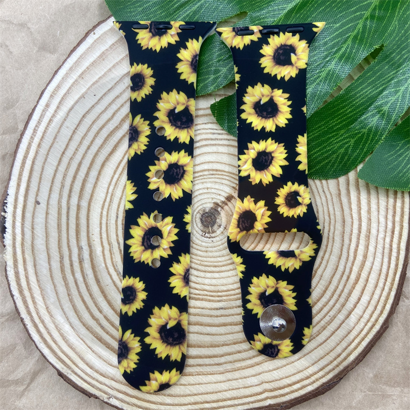 Dây Đeo Đồng Hồ Bằng Silicone In Hoa Cúc Cho iWatch 7 / 6 / 5 / 4 / 3 / 2 / 1 / SE Generation 38 / 40 / 41 / 42 / 44 / 45