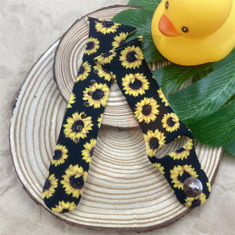 Dây Đeo Đồng Hồ Bằng Silicone In Hoa Cúc Cho iWatch 7 / 6 / 5 / 4 / 3 / 2 / 1 / SE Generation 38 / 40 / 41 / 42 / 44 / 45