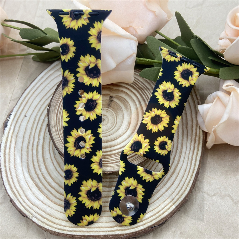 Dây Đeo Đồng Hồ Bằng Silicone In Hoa Cúc Cho iWatch 7 / 6 / 5 / 4 / 3 / 2 / 1 / SE Generation 38 / 40 / 41 / 42 / 44 / 45