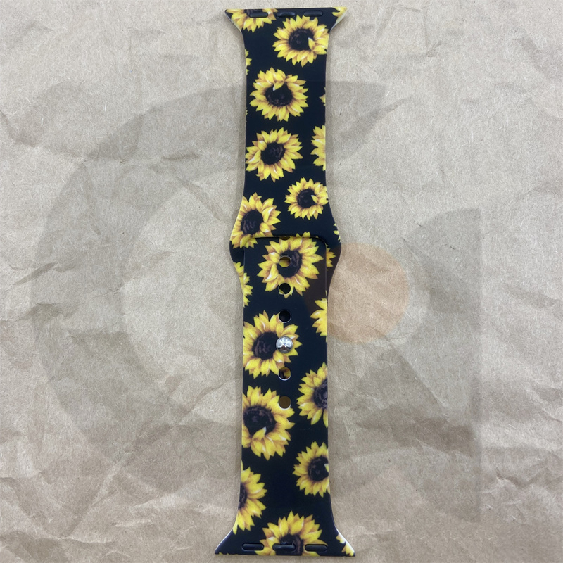 Dây Đeo Đồng Hồ Bằng Silicone In Hoa Cúc Cho iWatch 7 / 6 / 5 / 4 / 3 / 2 / 1 / SE Generation 38 / 40 / 41 / 42 / 44 / 45