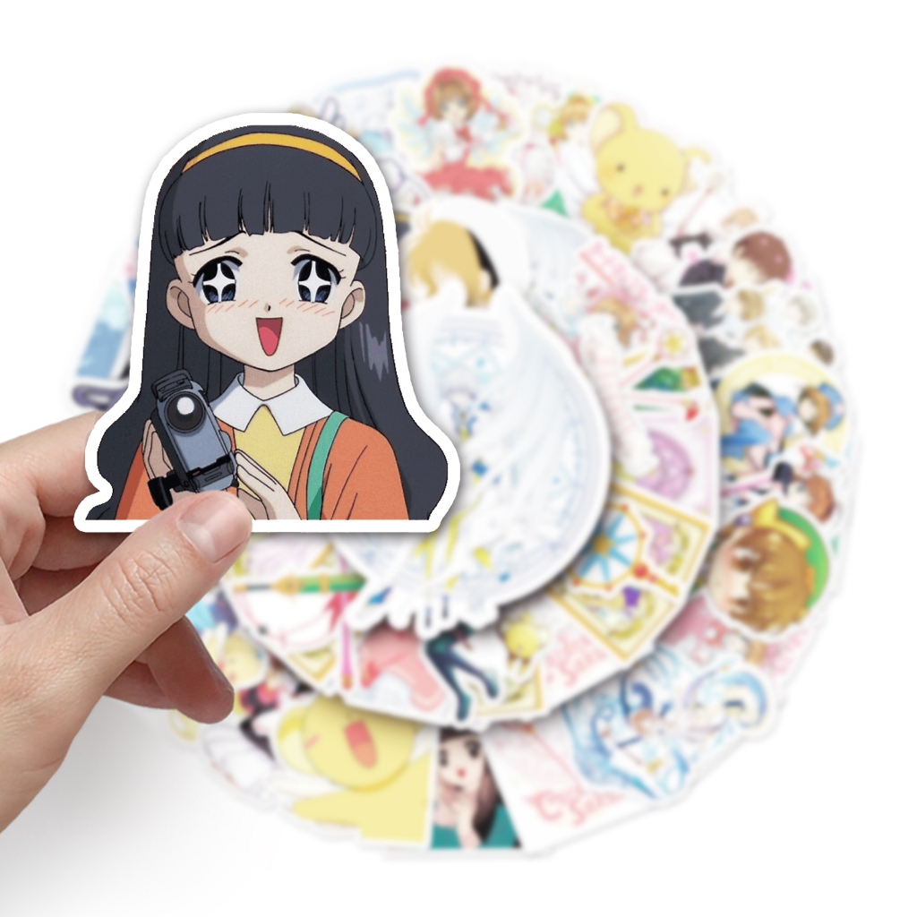 Bộ 50 Miếng Dán Chống Thấm Nước Họa Tiết Thủ Lĩnh Thẻ Bài Sakura Vui Nhộn Trang Trí Xe Hơi / Nhà Cửa DIY
