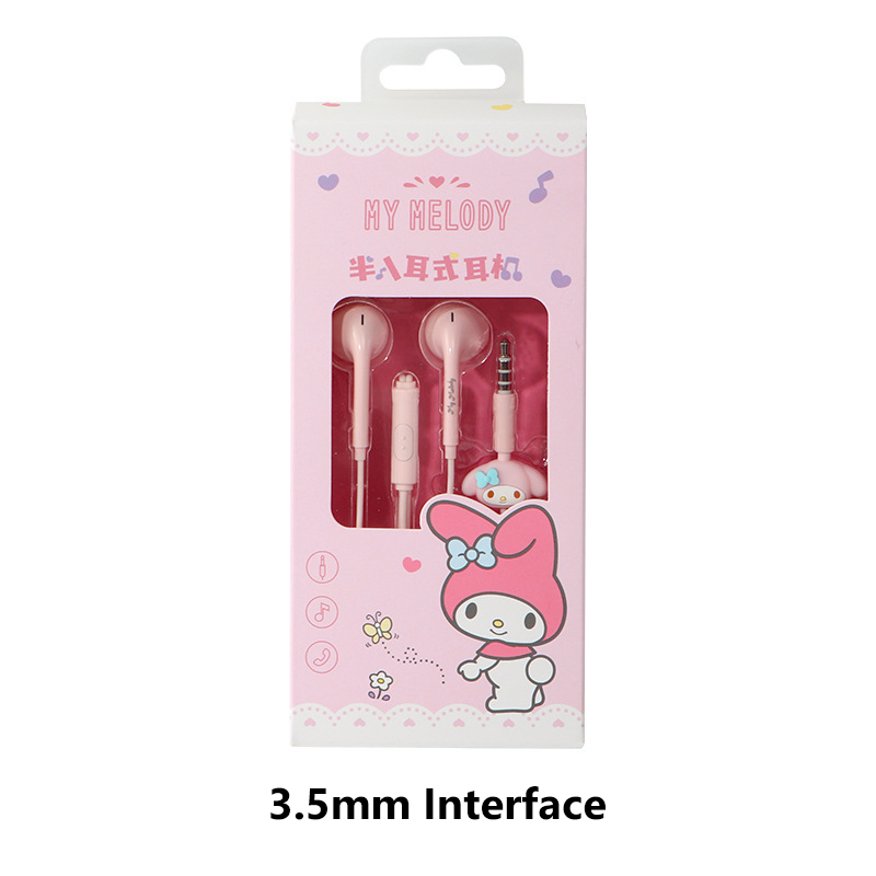 Tai Nghe Có Dây Sanrio H508 Giao Diện 3.5mm Kuromi Cinnamoroll My Melody Dễ Thương Chất Lượng Cao