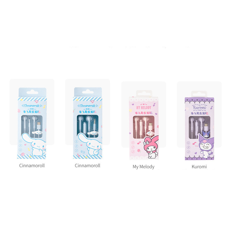 Tai Nghe Có Dây Sanrio H508 Giao Diện 3.5mm Kuromi Cinnamoroll My Melody Dễ Thương Chất Lượng Cao