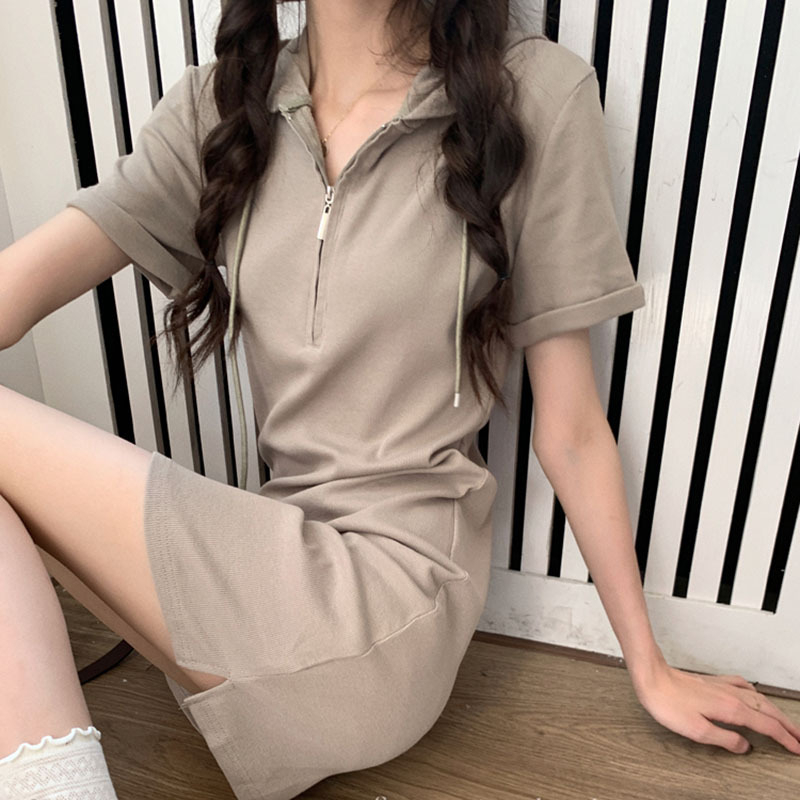 Đầm Chữ A Có Mũ Trùm Đầu Tay Ngắn Thời Trang Mùa Hè Hàn Quốc Đơn Giản Gợi Cảm Dành Cho Bạn