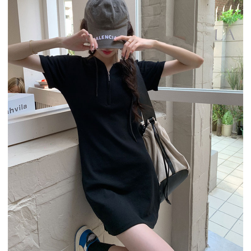 Đầm Chữ A Có Mũ Trùm Đầu Tay Ngắn Thời Trang Mùa Hè Hàn Quốc Đơn Giản Gợi Cảm Dành Cho Bạn