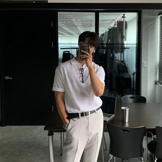 Áo Thun polo Dệt Kim Tay Ngắn Phong Cách Nhật Bản Thời Trang Mùa Hè Cho Nam