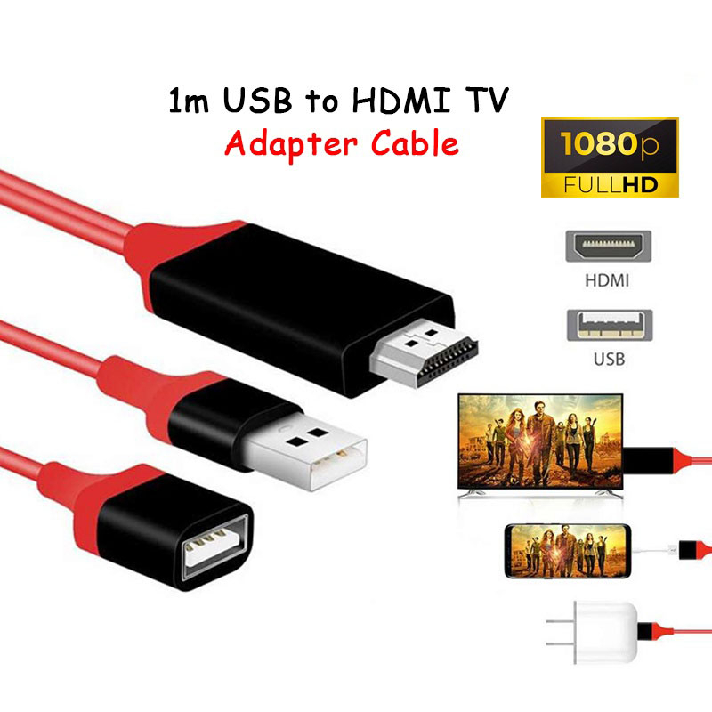 Cáp HDMI đa năng 1m Điện thoại sang TV 1080P 3 trong 1 Micro USB / Type-C / Bộ chuyển đổi điện thoại