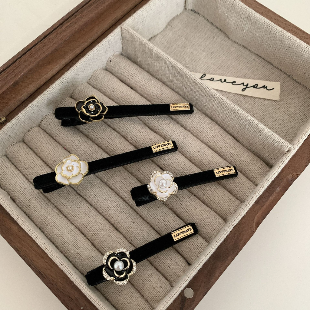 Kẹp Tóc Hình Hoa Trà Đính Ngọc Trai Thời Trang Sang Trọng Cho Nữ