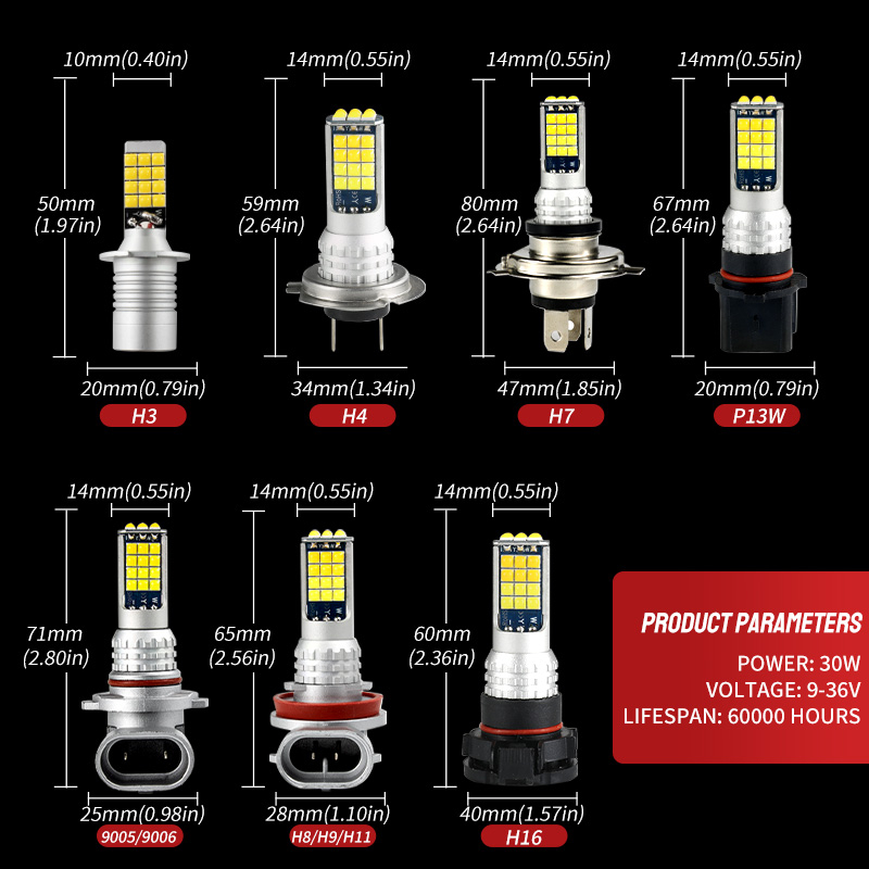 Bộ 2 Đèn LED Sương Mù 2 Trong 1 H3 H11 H8 H7 H16 9005 HB3 9006 HB4 DRL 12V & 24V Cho Xe Hơi
