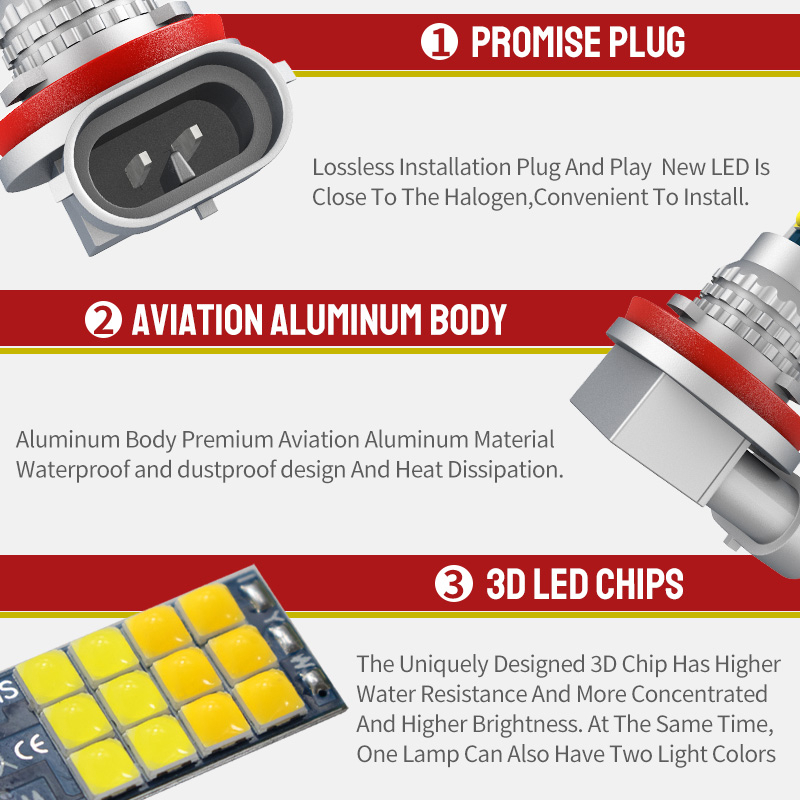 Bộ 2 Đèn LED Sương Mù 2 Trong 1 H3 H11 H8 H7 H16 9005 HB3 9006 HB4 DRL 12V & 24V Cho Xe Hơi