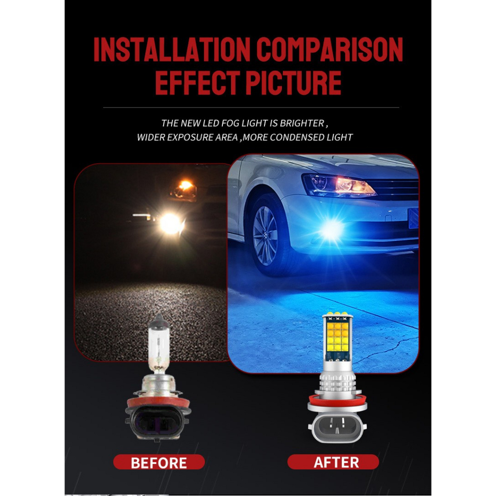 Bộ 2 Đèn LED Sương Mù 2 Trong 1 H3 H11 H8 H7 H16 9005 HB3 9006 HB4 DRL 12V & 24V Cho Xe Hơi