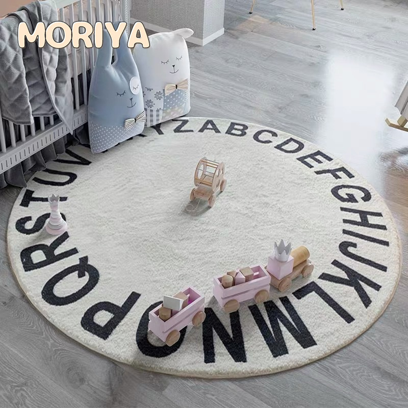 MORIYA Baby Early Learning Cartoon Alphabet Enlightenment English Alphabet Purple Thick Kitty Carpet 50CM/60CM/80CM/100CM