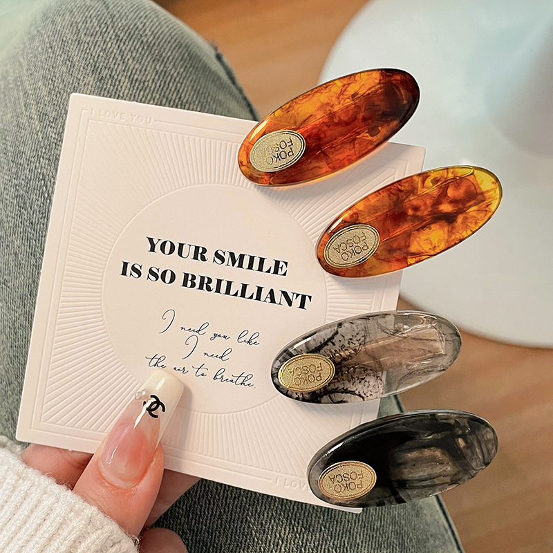 2pcs Kẹp Tóc Mỏ Vịt Màu Hổ Phách Phong Cách retro Hàn Quốc Cho Nữ