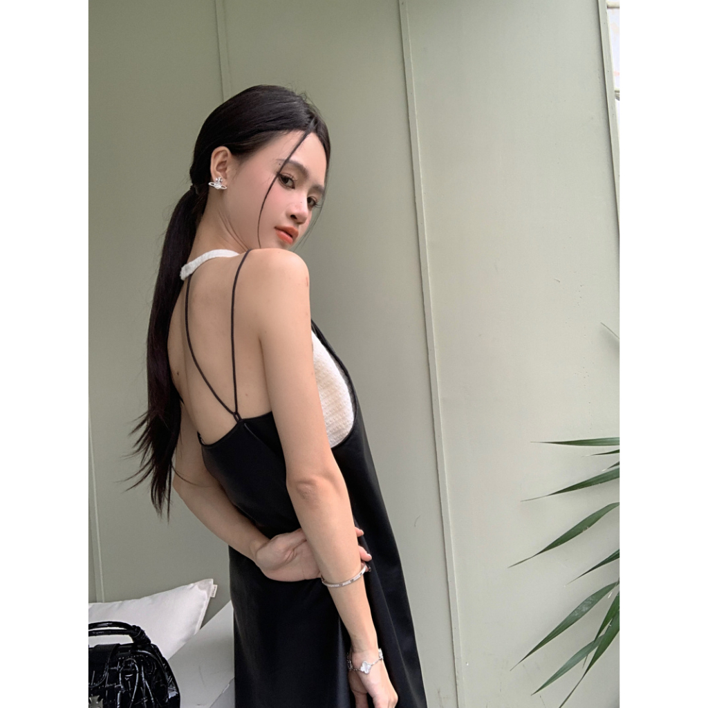 Đầm Giả Hai Mảnh Dáng Chữ A Lưng Cao Bằng Da Dáng Ngắn Thời Trang Mùa Xuân Dành Cho Bạn Nữ