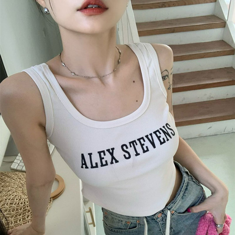 Áo Croptop Hai Dây Ôm Dáng In Chữ Quyến Rũ Hợp Thời Trang Cho Nữ